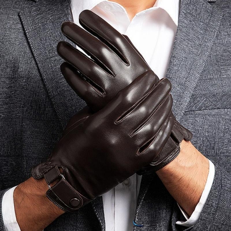Gant marron en cuir pour homme