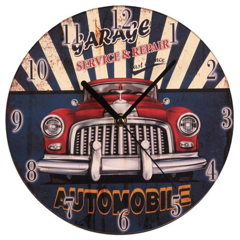 Horloge en bois rétro à fixer au mur