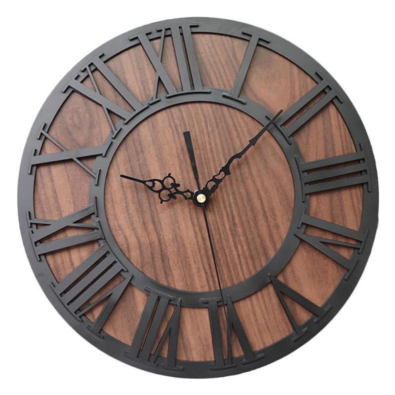 Horloge industrielle steampunk fabriquée en bois