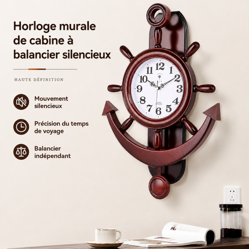 Horloge steampunk au design de gouvernail
