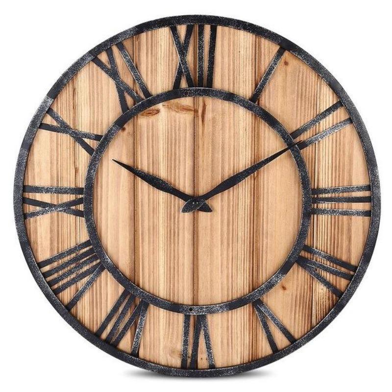 Horloge steampunk industrielle en bois et métal
