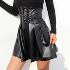 Jupe en PU synthétique taille haute