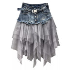 Jupe mêlant jean et tulle
