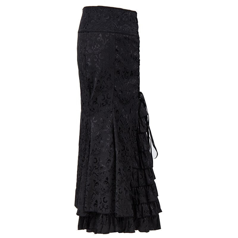 Jupe noire gothique au format long