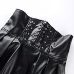 Jupe simili PU haute à la taille