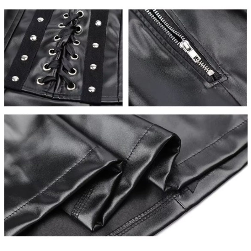 Jupe taille haute effet cuir PU