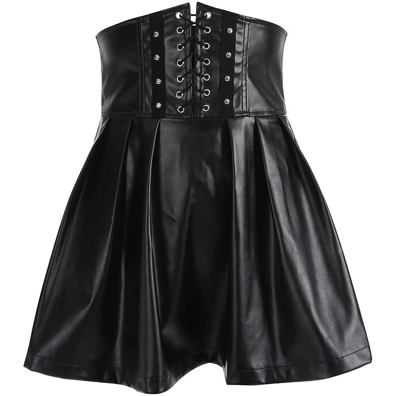 Jupe taille haute en simili PU