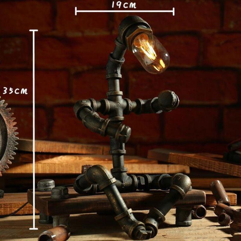 Lampe robot au design steampunk