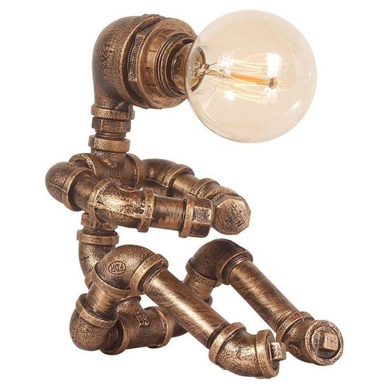Lampe steampunk en forme de robot