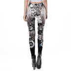 Legging esprit steampunk orné d’une horloge