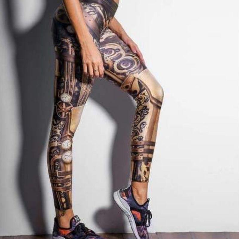 Legging motif engrenage esprit steampunk