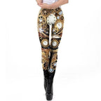 Legging motif horloge esprit steampunk