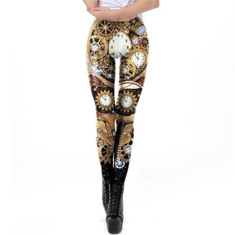 Legging motif horloge esprit steampunk
