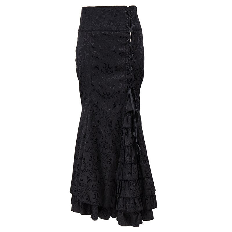 Longue jupe noire gothique