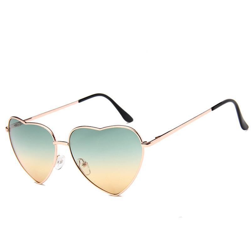 Lunettes de soleil vertes en cœur
