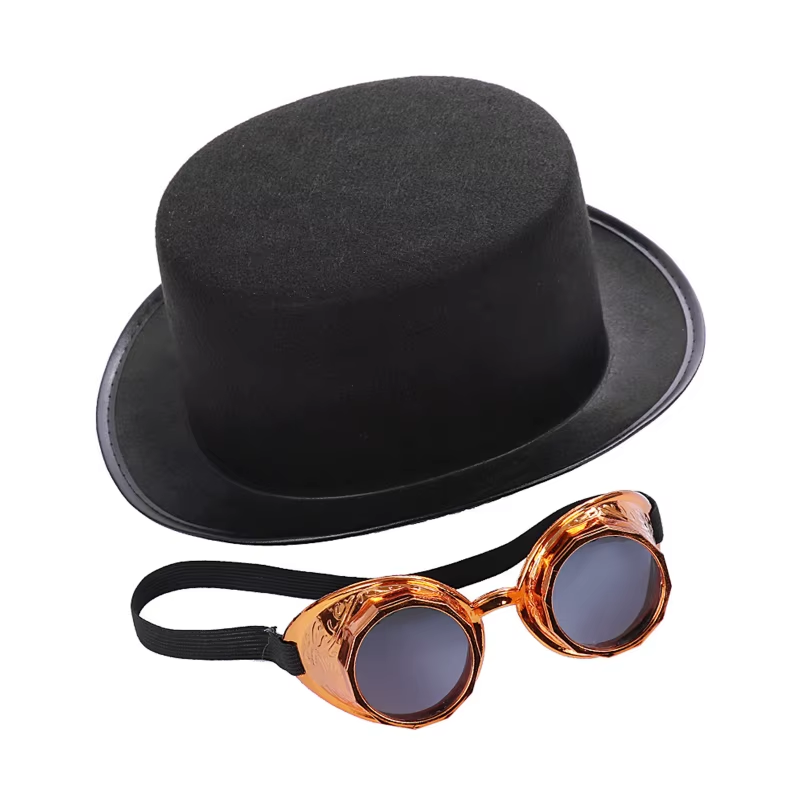 Lunettes de soudure sur chapeau steampunk