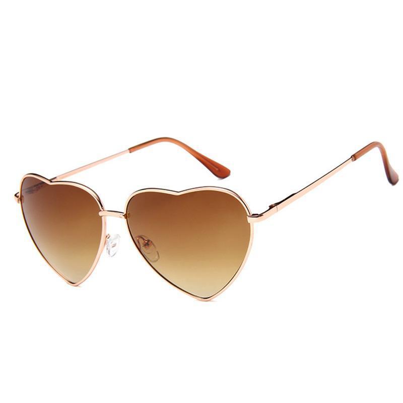 Lunettes dorées en forme de cœur pour le soleil