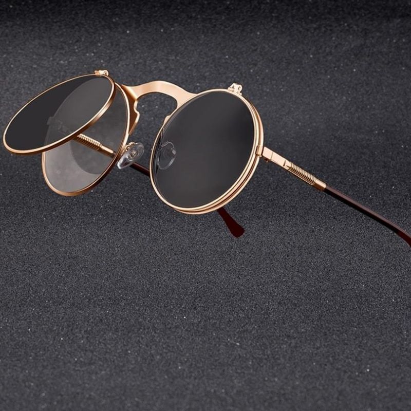 Lunettes solaires vintage steampunk flip