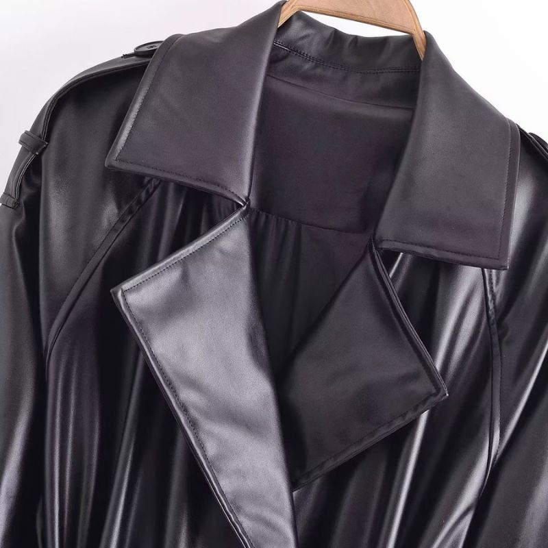 Manteau en simili PU façon trench-coat
