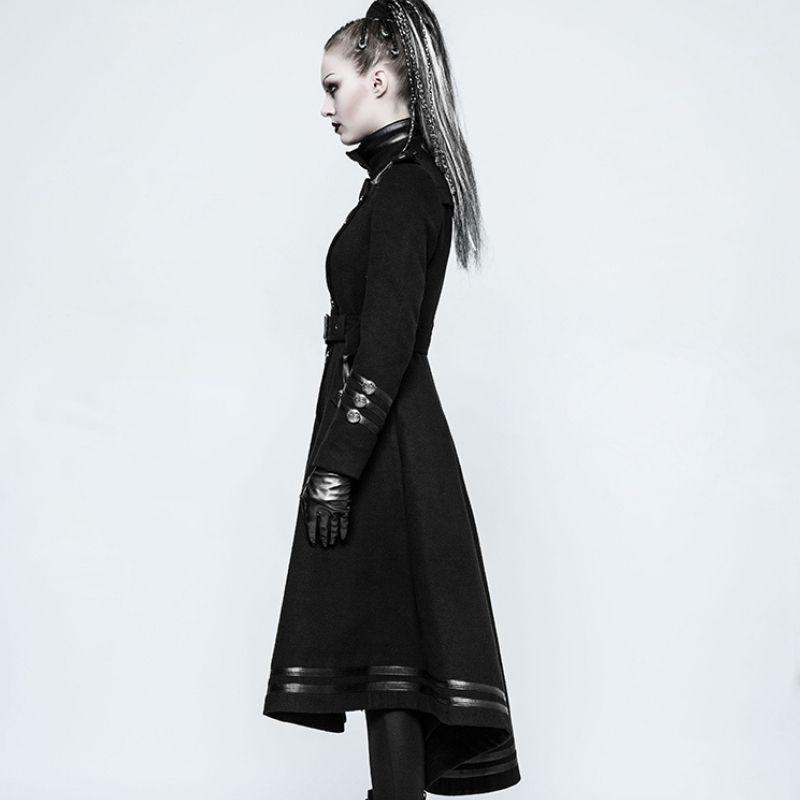 Manteau féminin gothique noir et long