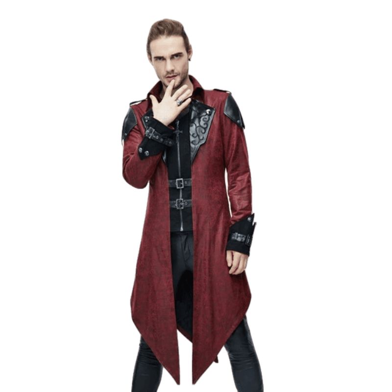 Manteau homme rouge au style gothique