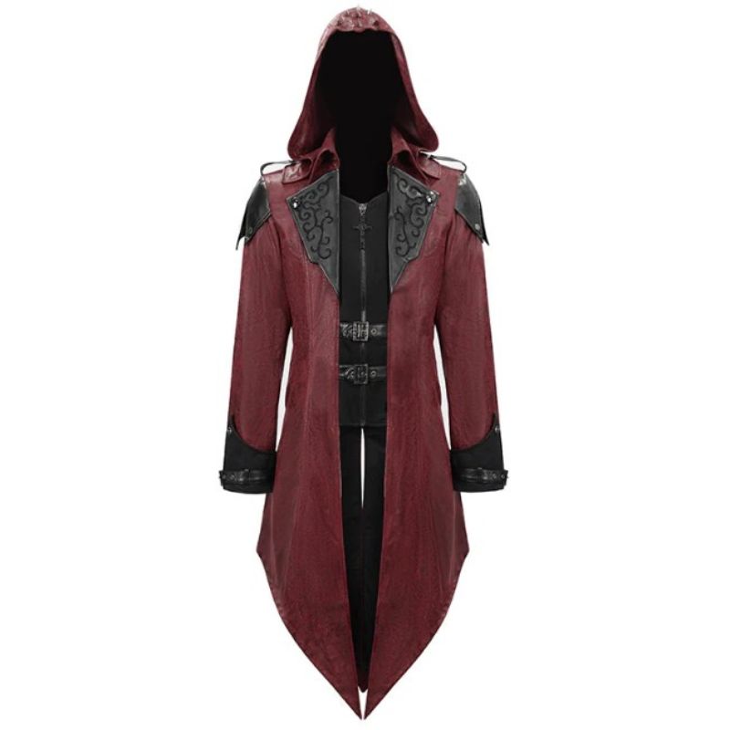 Manteau masculin rouge esprit gothique
