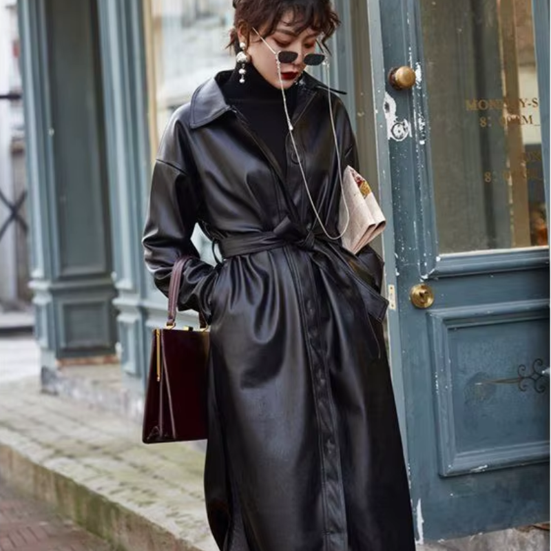 Manteau oversize en PU style trench