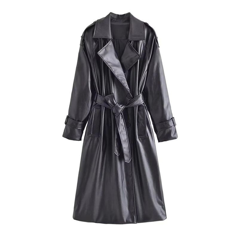 Manteau trench-coat en simili PU