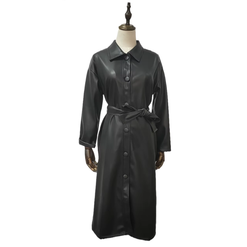 Manteau trench surdimensionné en PU
