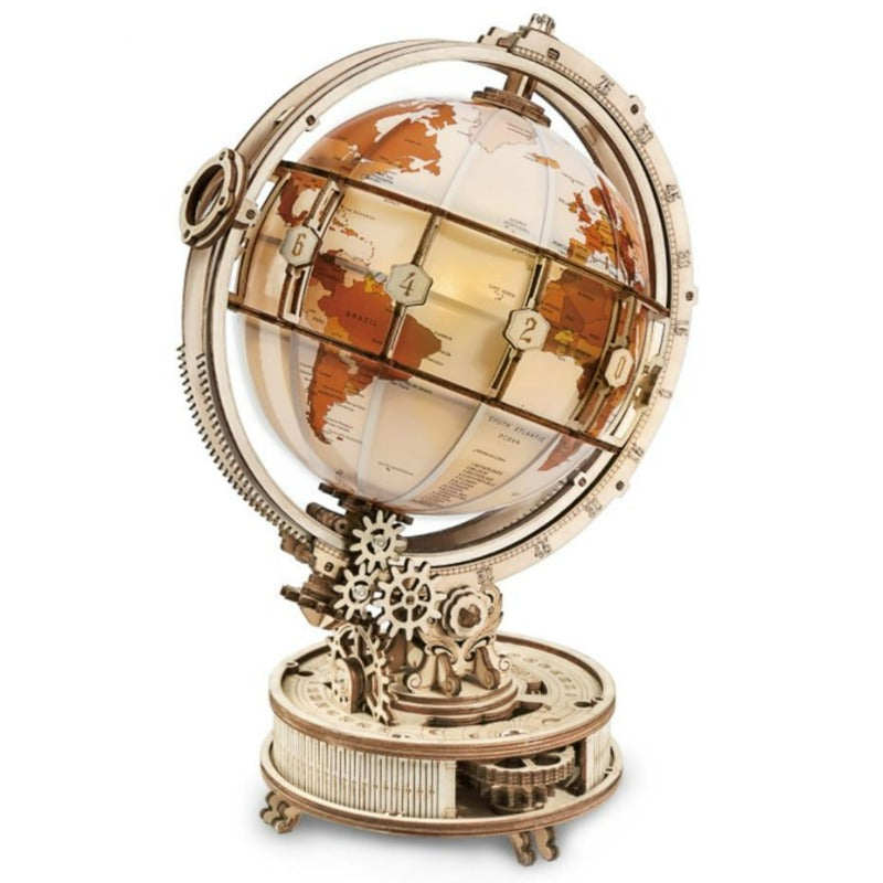 Maquette en bois de globe terrestre