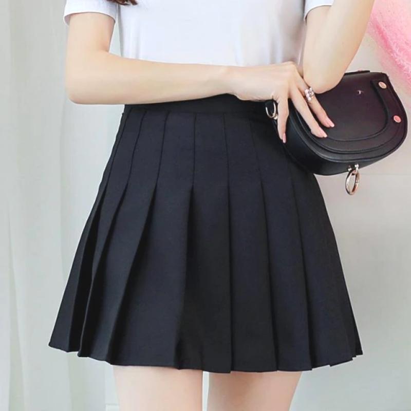 Mini-jupe taille haute à plis