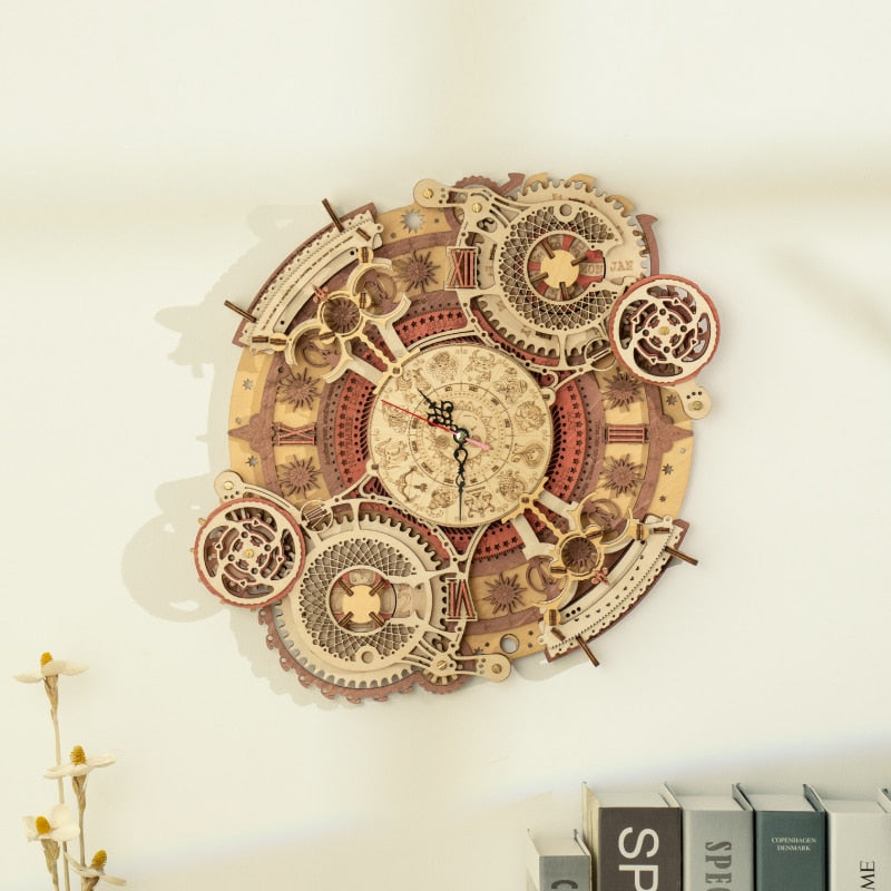 Modèle d’horloge animée en bois