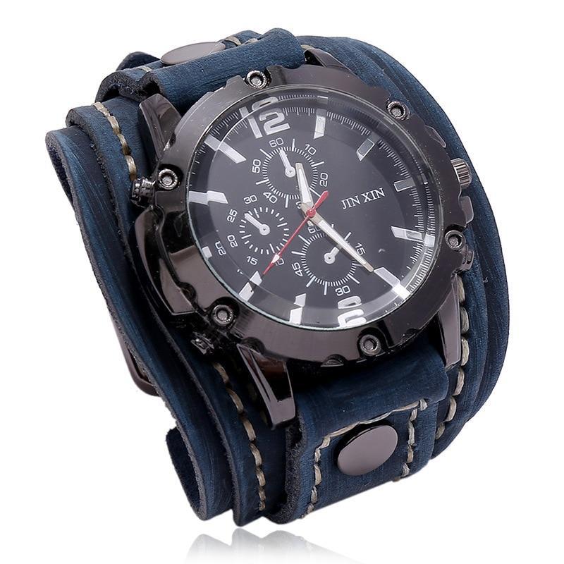 Montre à bracelet cuir façon bracelet de force