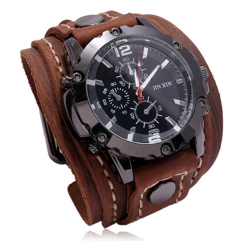 Montre à bracelet de force en cuir