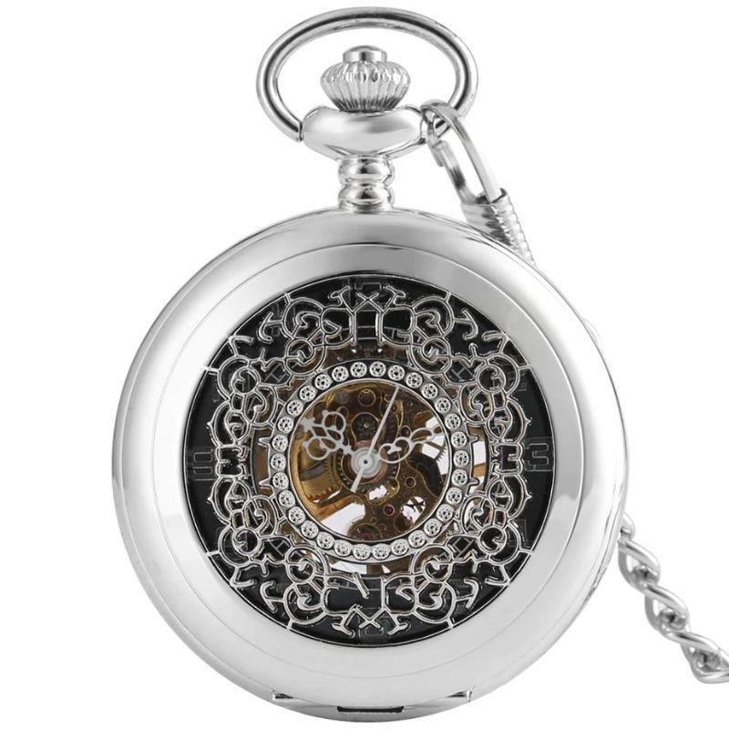 Montre à gousset ancienne en acier avec coffret