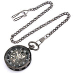 Montre à gousset noire au mécanisme squelette