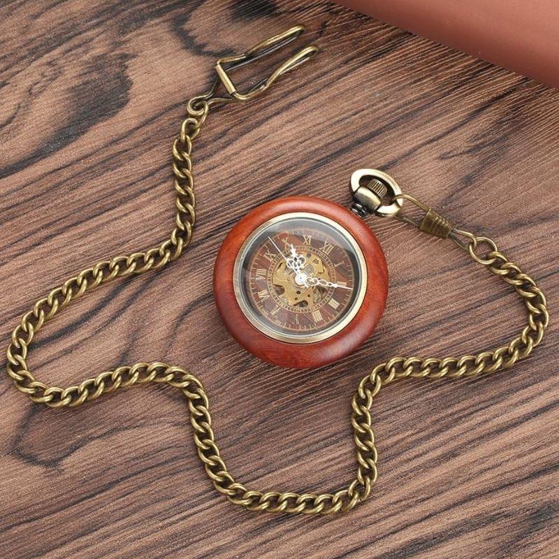 Montre à gousset steampunk en bois