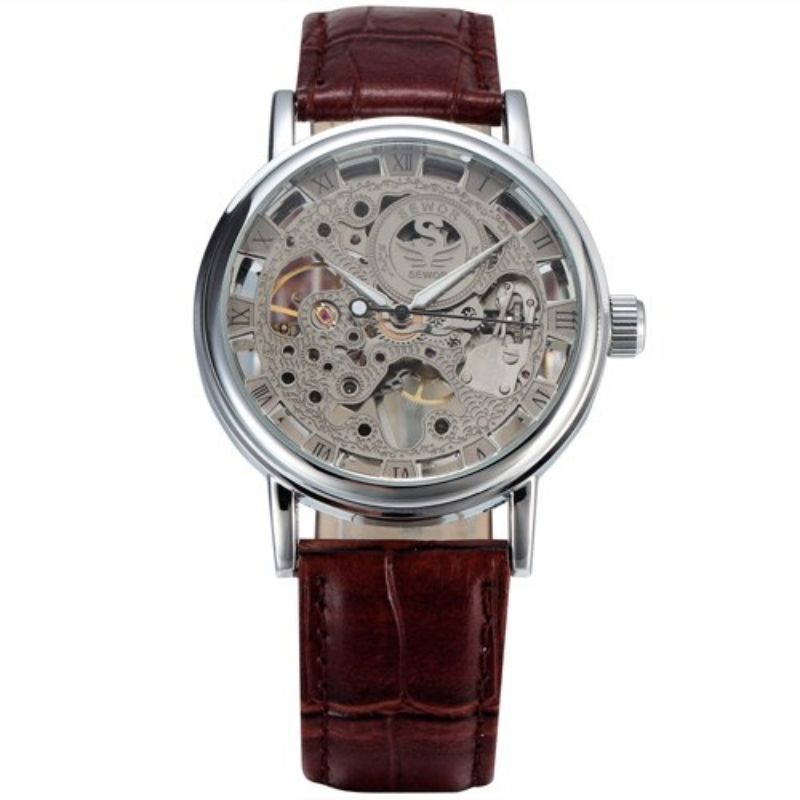 Montre à mouvement squelette masculine