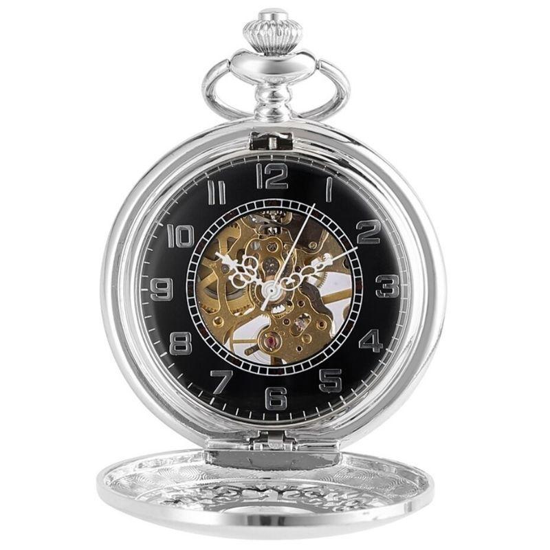 Montre ancienne de poche en acier présentée en coffret