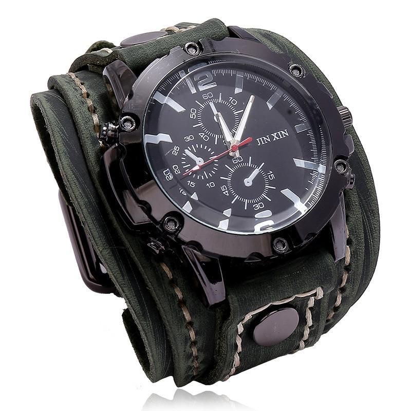 Montre au bracelet de force fabriqué en cuir