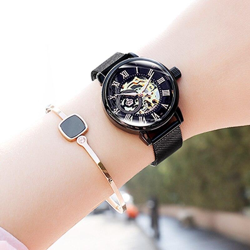 Montre automatique pour femme au style squelette