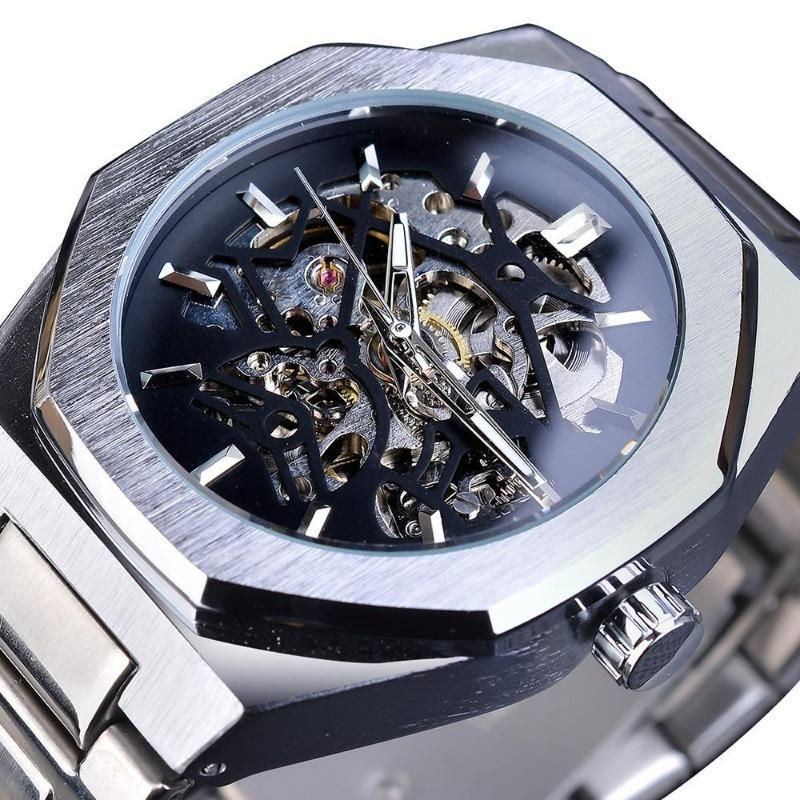 Montre cadran hexagonal style steampunk