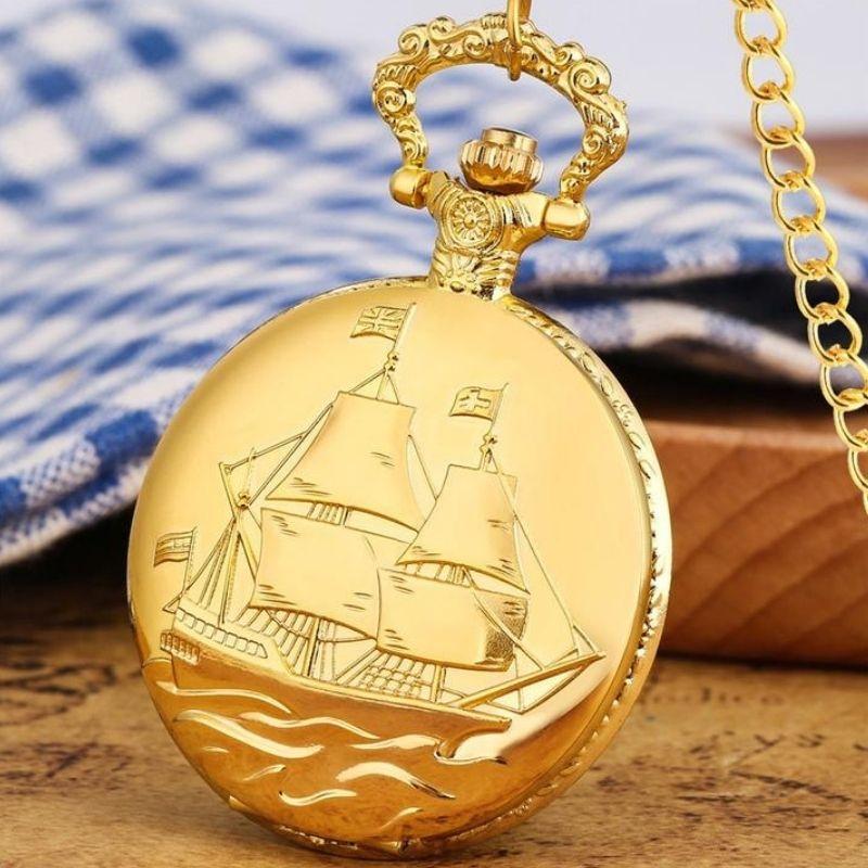Montre de poche steampunk bateau