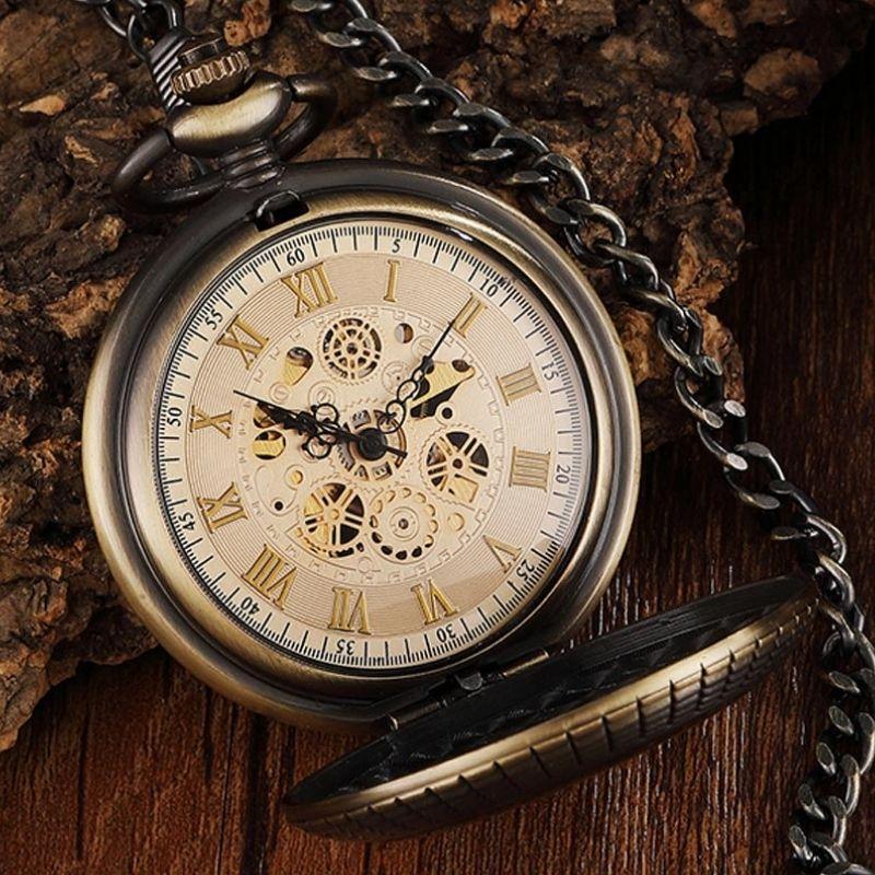 Montre de poche steampunk fonctionnant sans pile