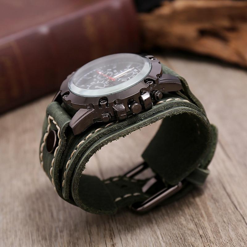 Montre en cuir à bracelet de force