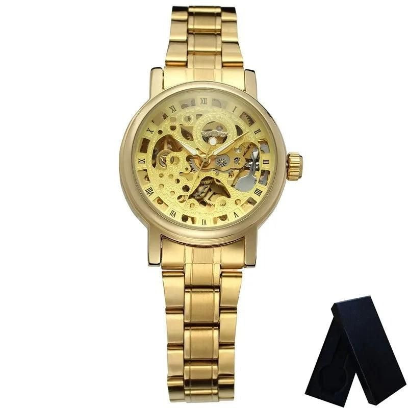 Montre féminine à squelette apparent