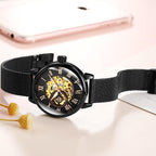 Montre femme à mouvement automatique squelette