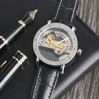 Montre homme à mouvement squelette transparent