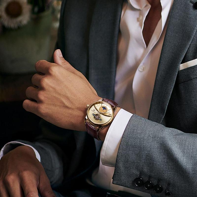 Montre homme à phase de lune