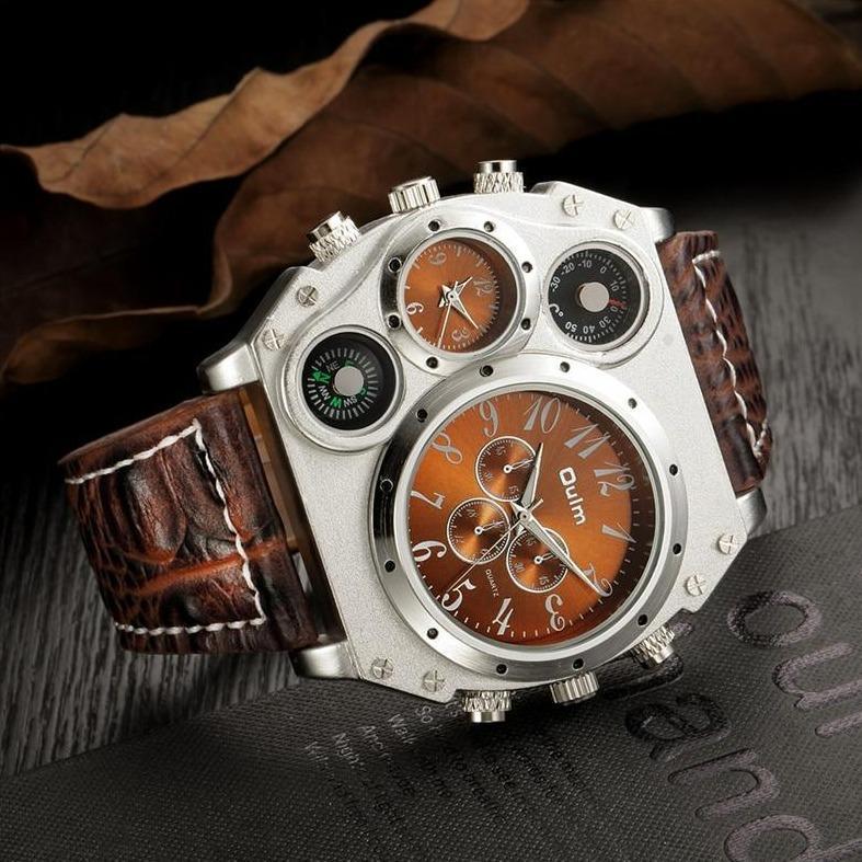 Montre homme avec boussole style steampunk